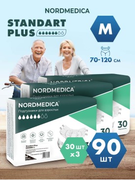 Подгузники для взрослого M Standart Plus впитывающие, 90 шт