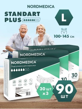 Подгузники для взрослого L Standart Plus впитывающие, 90 шт